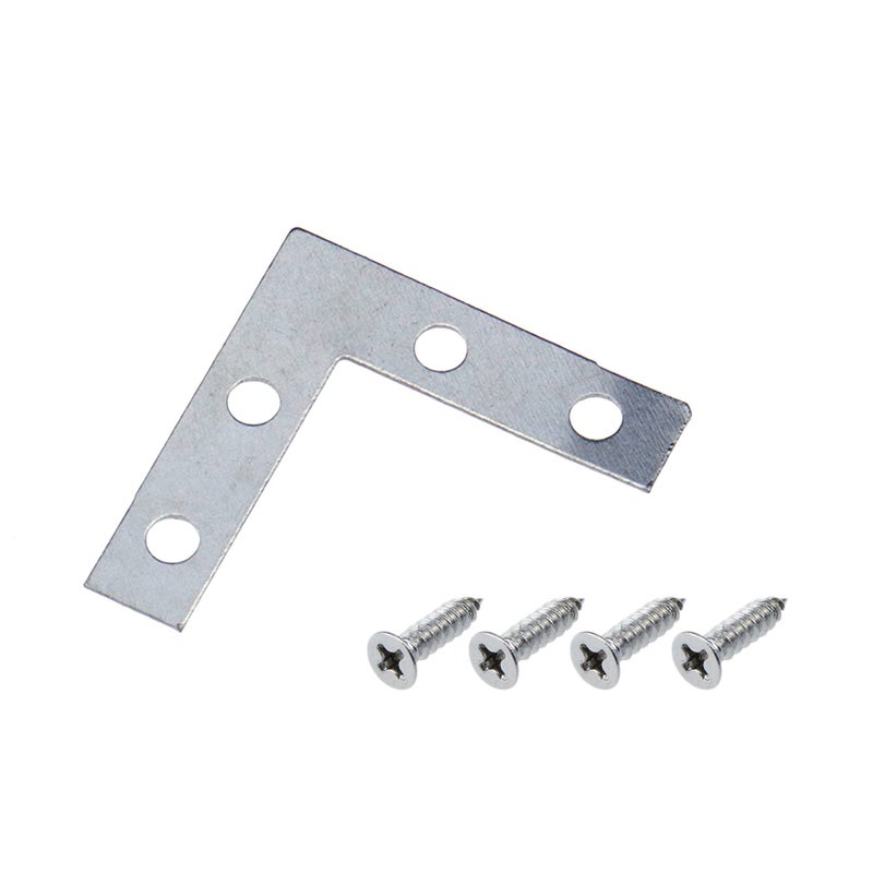 Pastlla 50Pcs Corner Brace 4 Holes Flat Corner Braces L Shape Repair Bracket L Shape Repair Plates Joint Bracket for Painting, Photo Frame, Artwork, Home Decor, Clock 1.5"" x 1.5"" (Silver) - Image 3